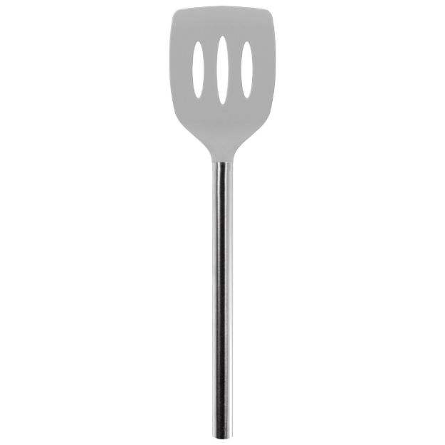Picture of Silicone Slotted Turner with Stainless Steel Handle - Oyster Gray