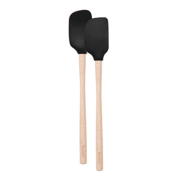 Picture of Flex-Core® Wood Handled Mini Spatula & Spoonula with  Silicone Head - Black