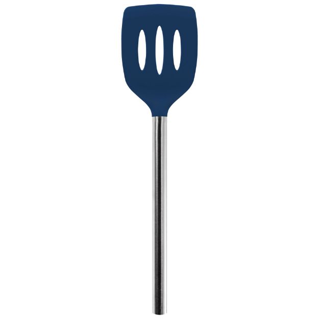 Picture of Silicone Slotted Turner with Stainless Steel Handle - Deep Indigo