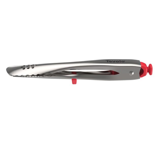 Picture of Tongs 7" Stainless Steel Candy Apple Red